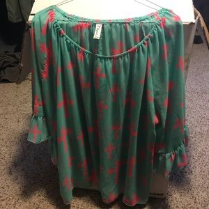 Boutique Western transparent 3/4 sleeve blouse